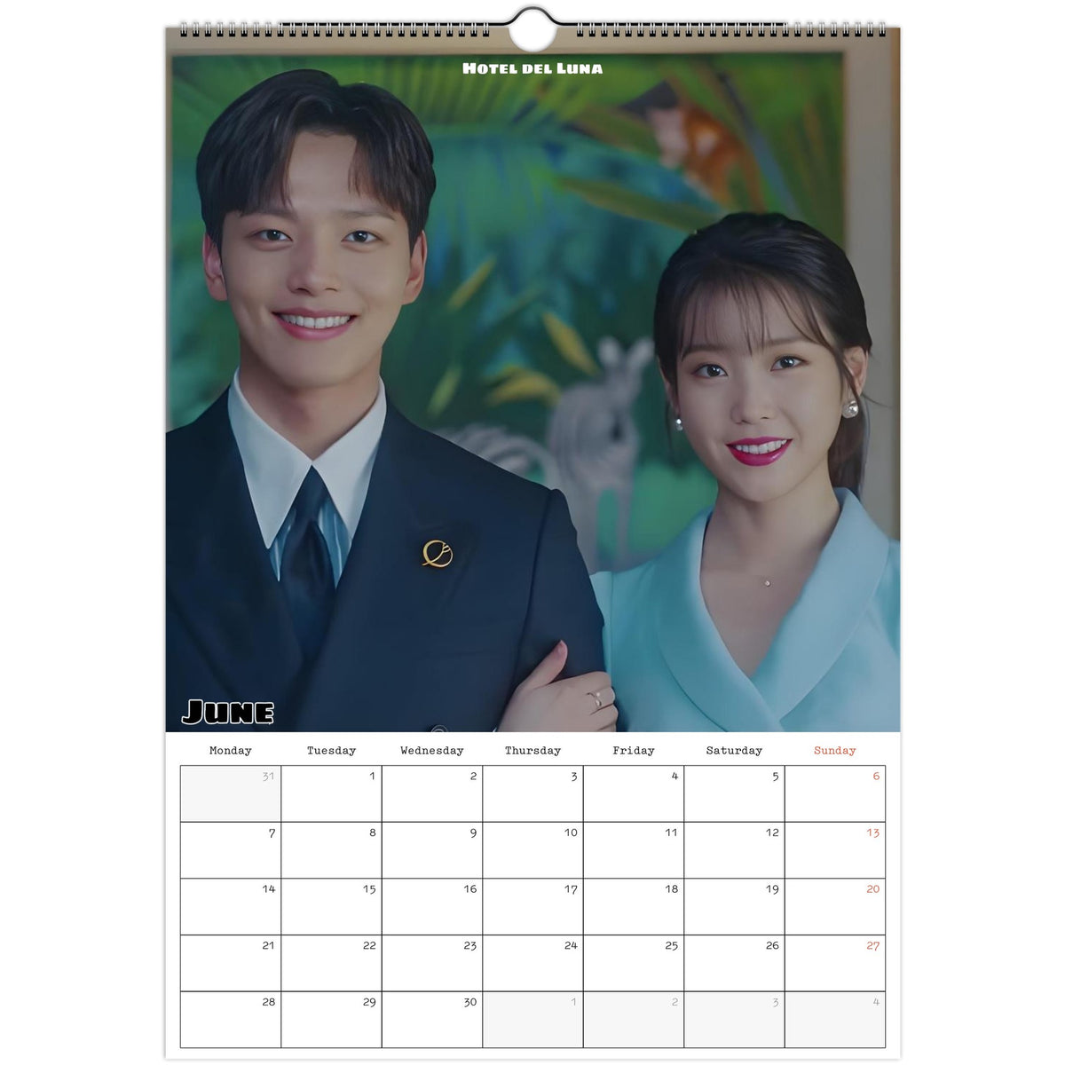 June 2027 page in Classic Romantic K-Drama A3 wall calendar