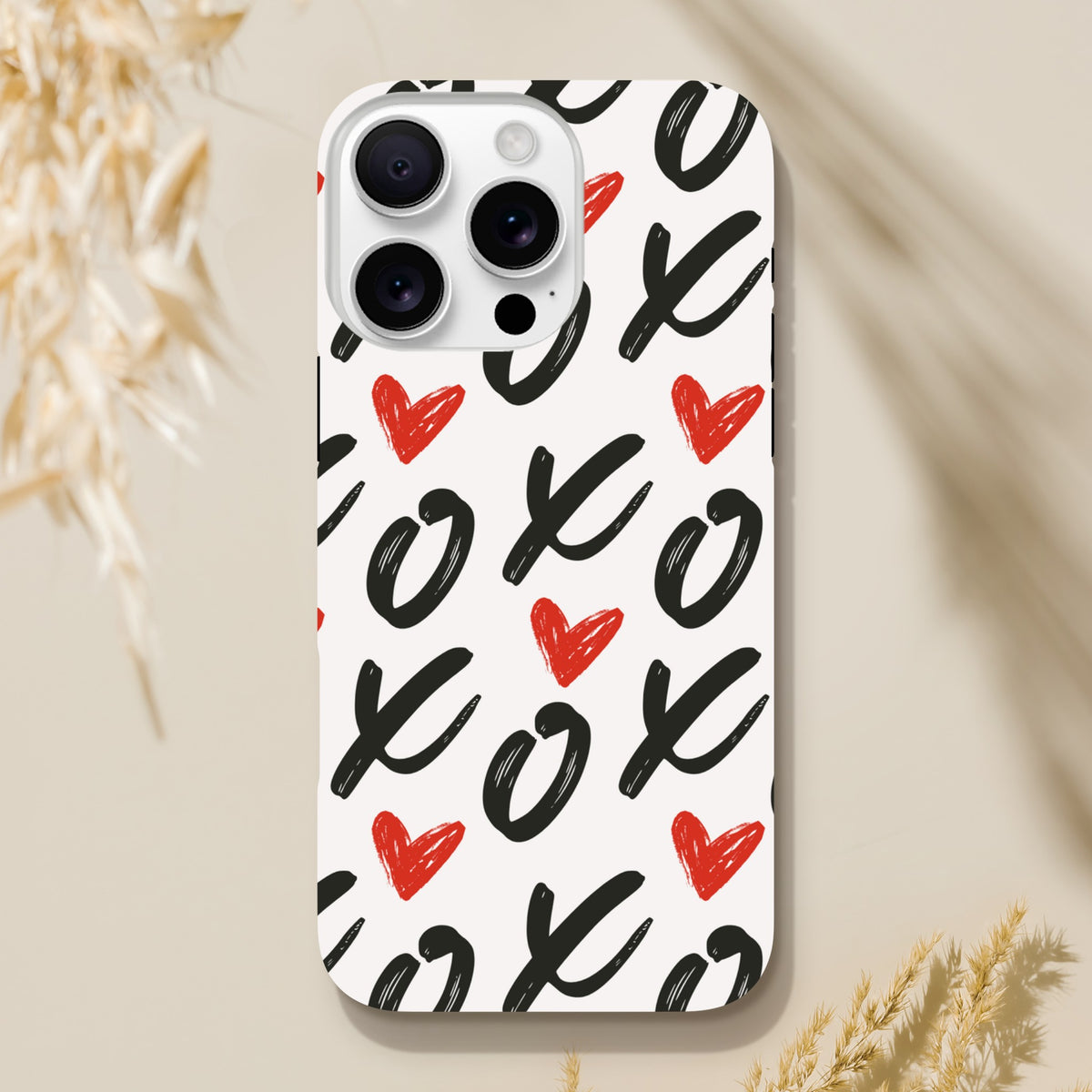 Shock‑resistant iPhone case with white and red Love design