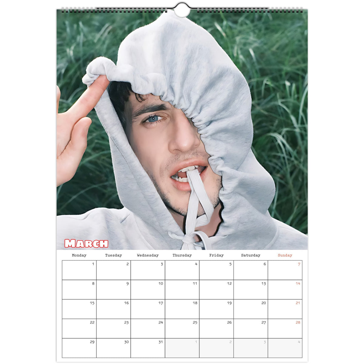 March 2027 page in Paul Mescal A3 wall calendar