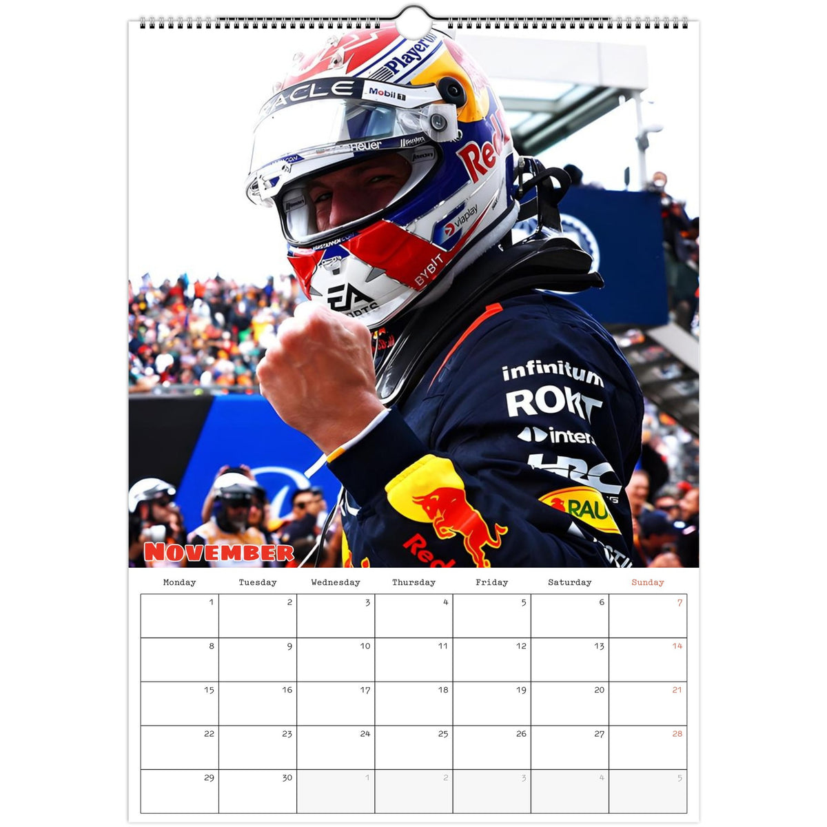 Max Verstappen Calendar 2027 November page