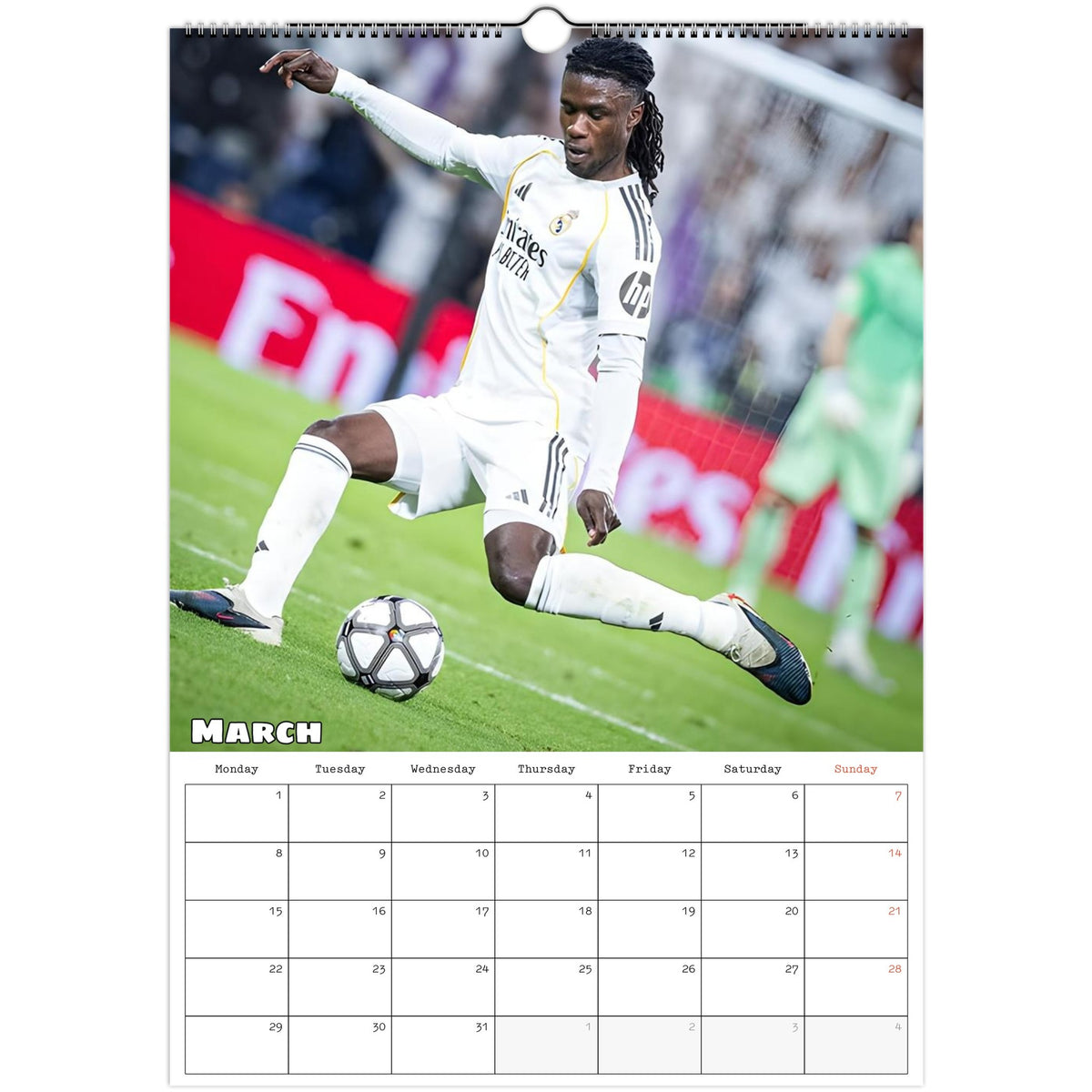 Real Madrid Calendar 2027 March page