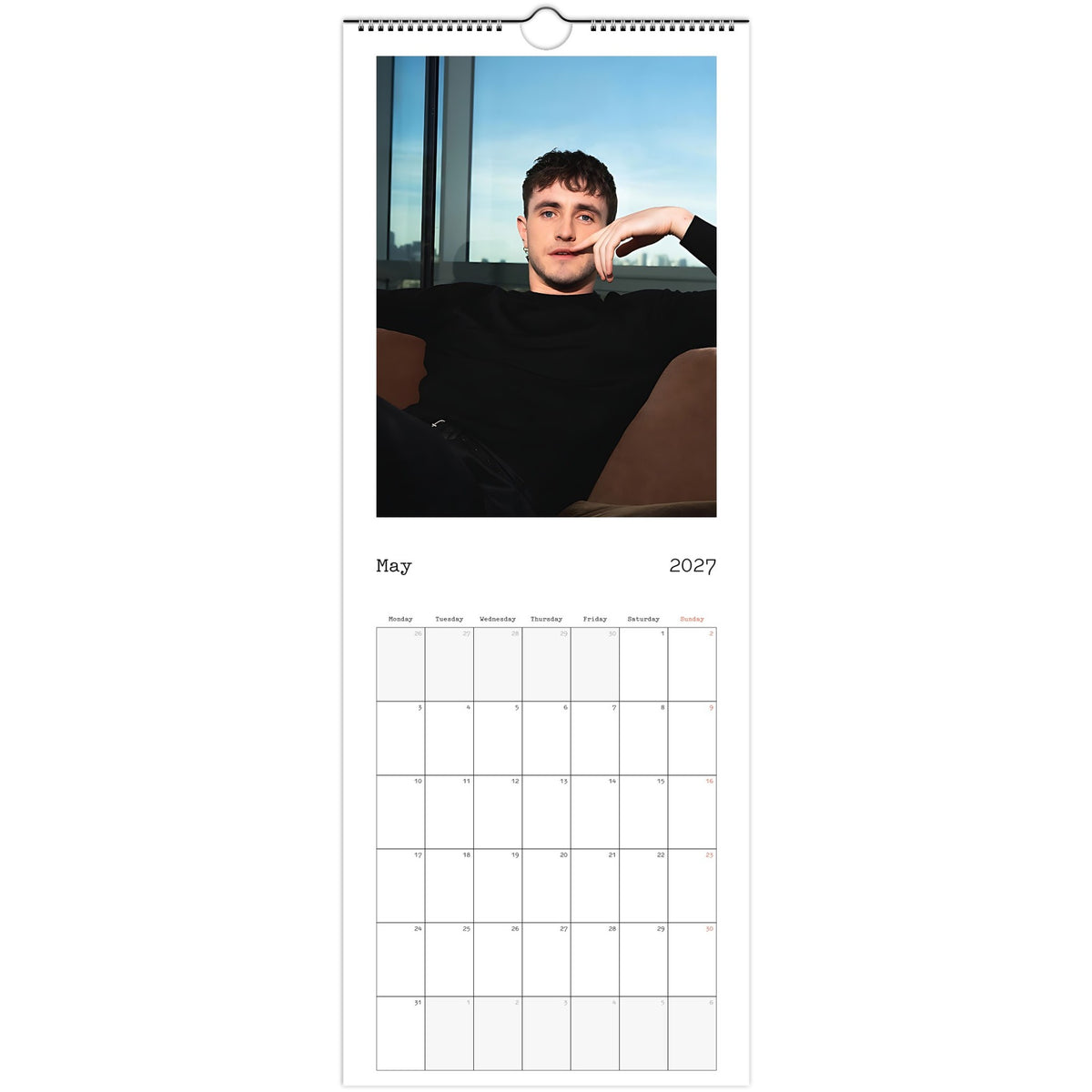 May 2027 page in Paul Mescal slim wall calendar