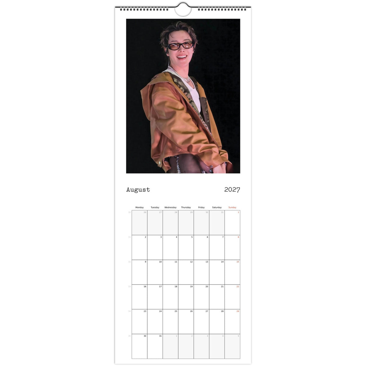 BTS J‑Hope Calendar 2027 August 
