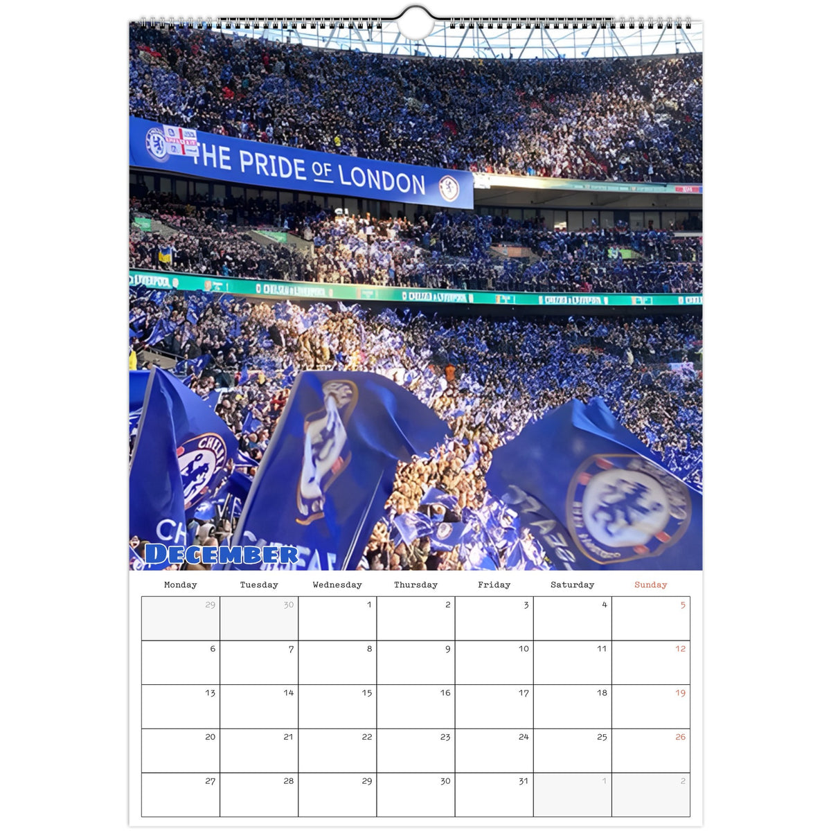 Chelsea Calendar 2027 December photo