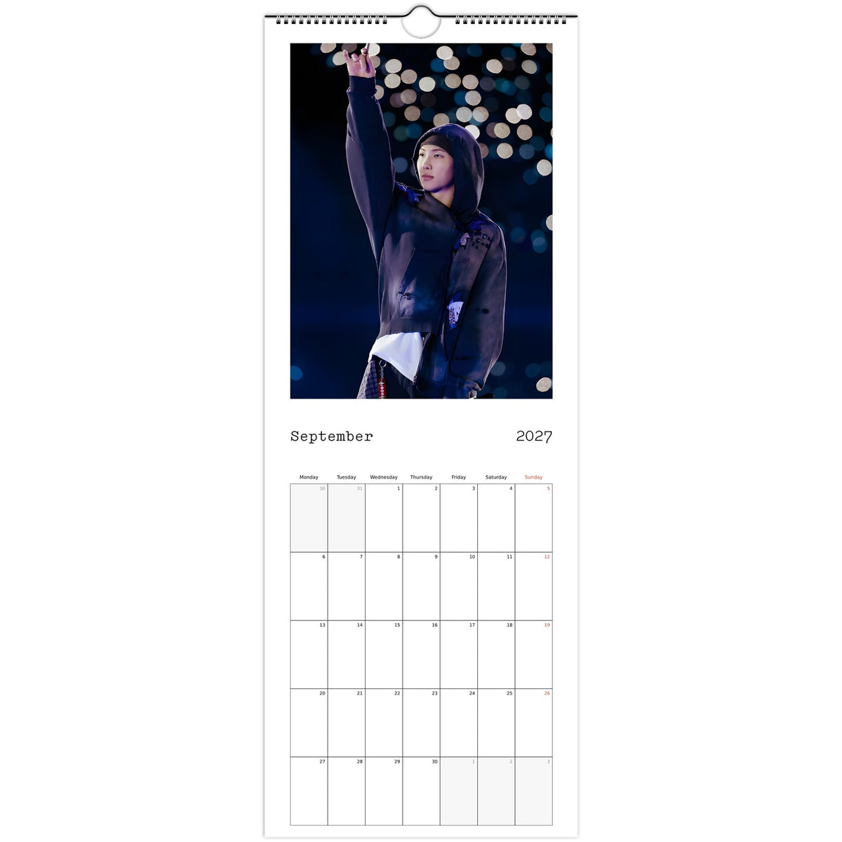 BTS RM Calendar 2027 September page