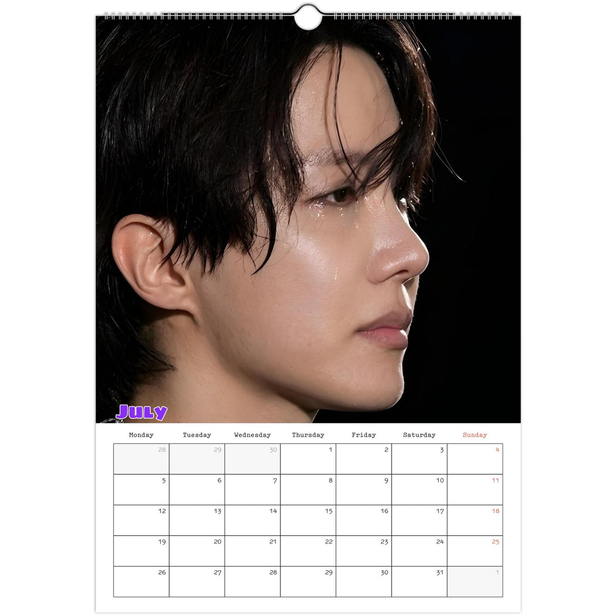 BTS J‑Hope Calendar July portrait