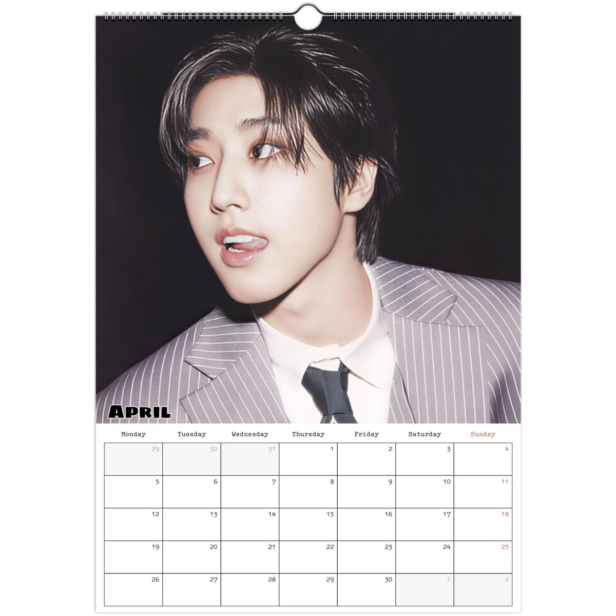 April 2027 page in Stray Kids HAN A3 wall calendar