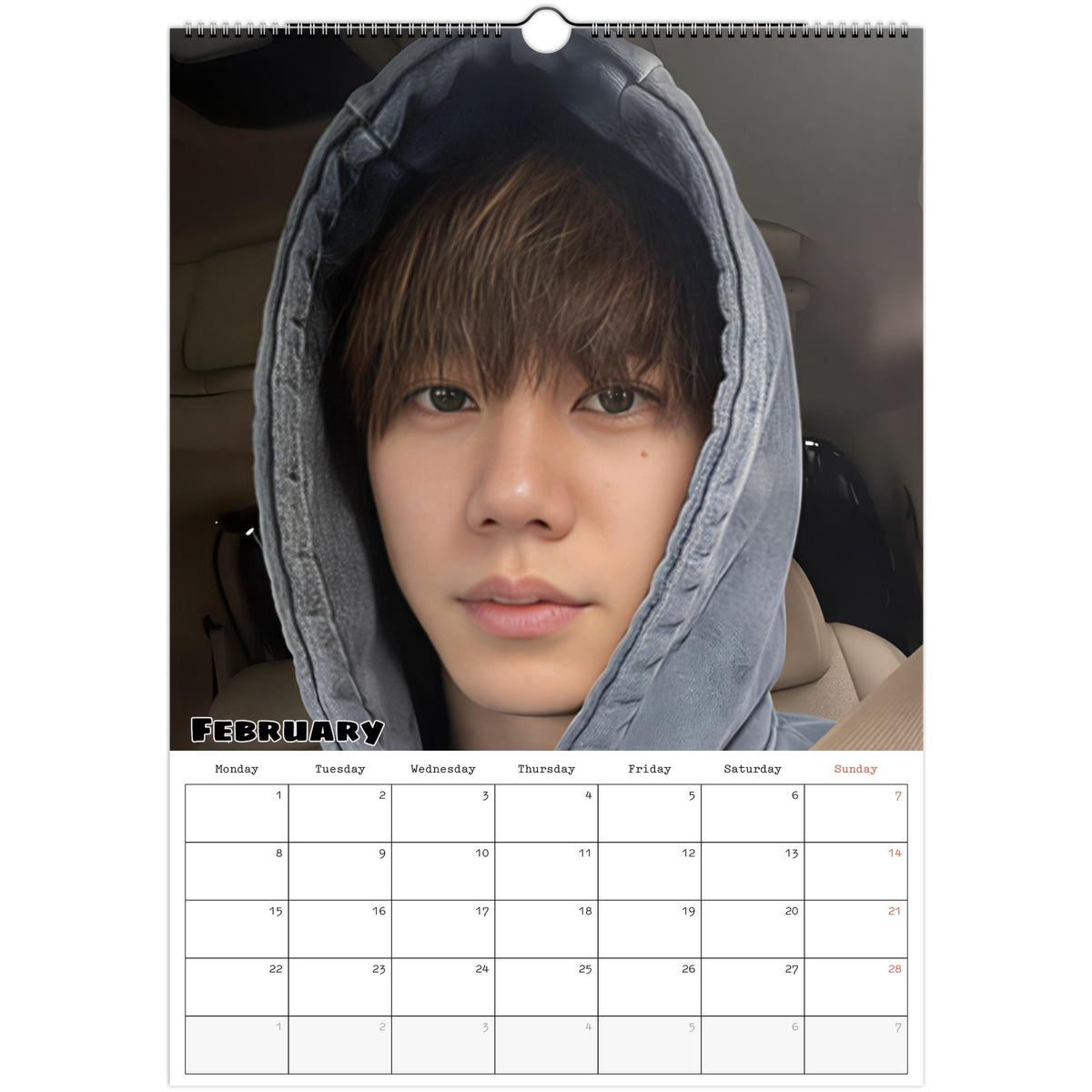 February 2027 page in Lee Jun-young A3 wall calendar