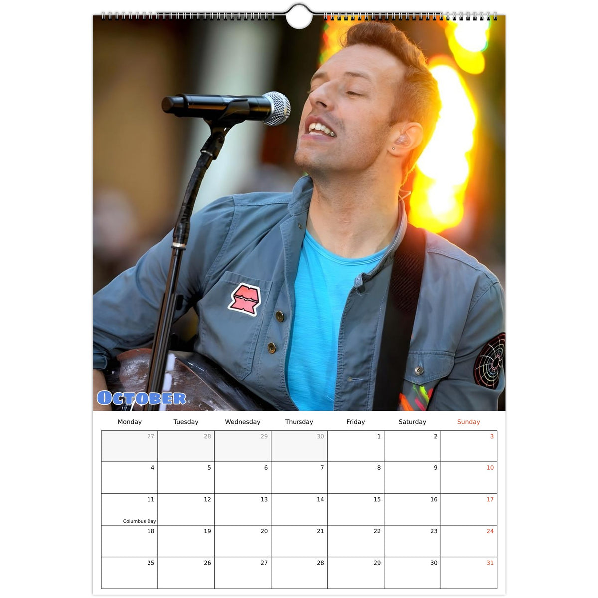 Coldplay calendar October Photo