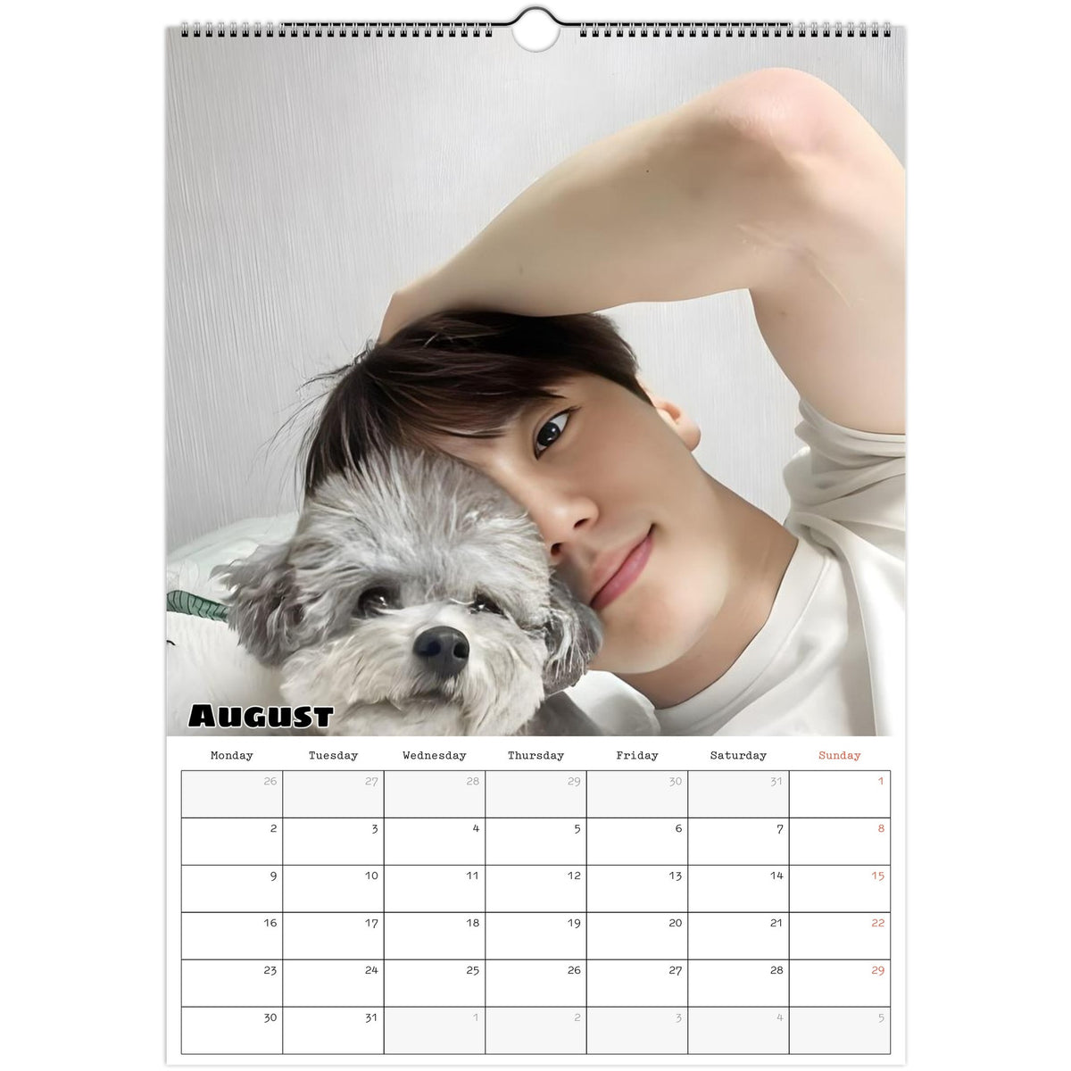 August 2027 page in Lee Jun-young A3 wall calendar