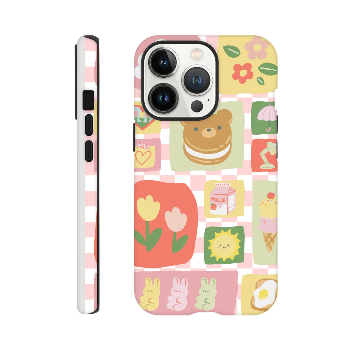 Dual‑layer iPhone case with soft pastel kawaii aesthetic