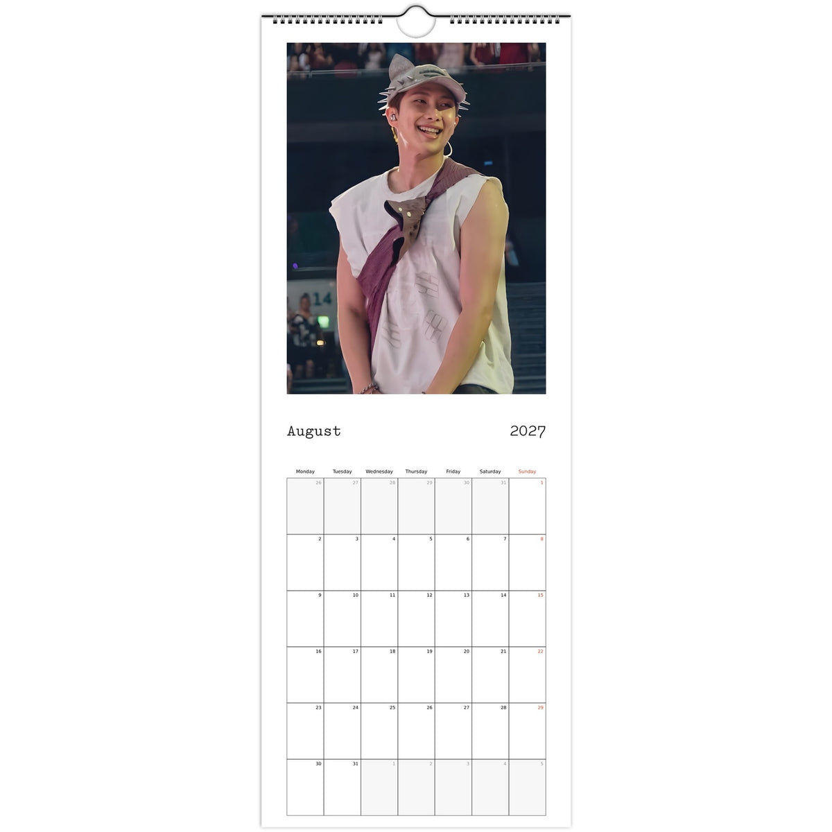 BTS RM Calendar 2027 August page