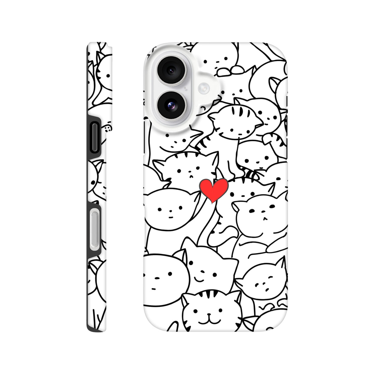 Cat design phone case with red heart