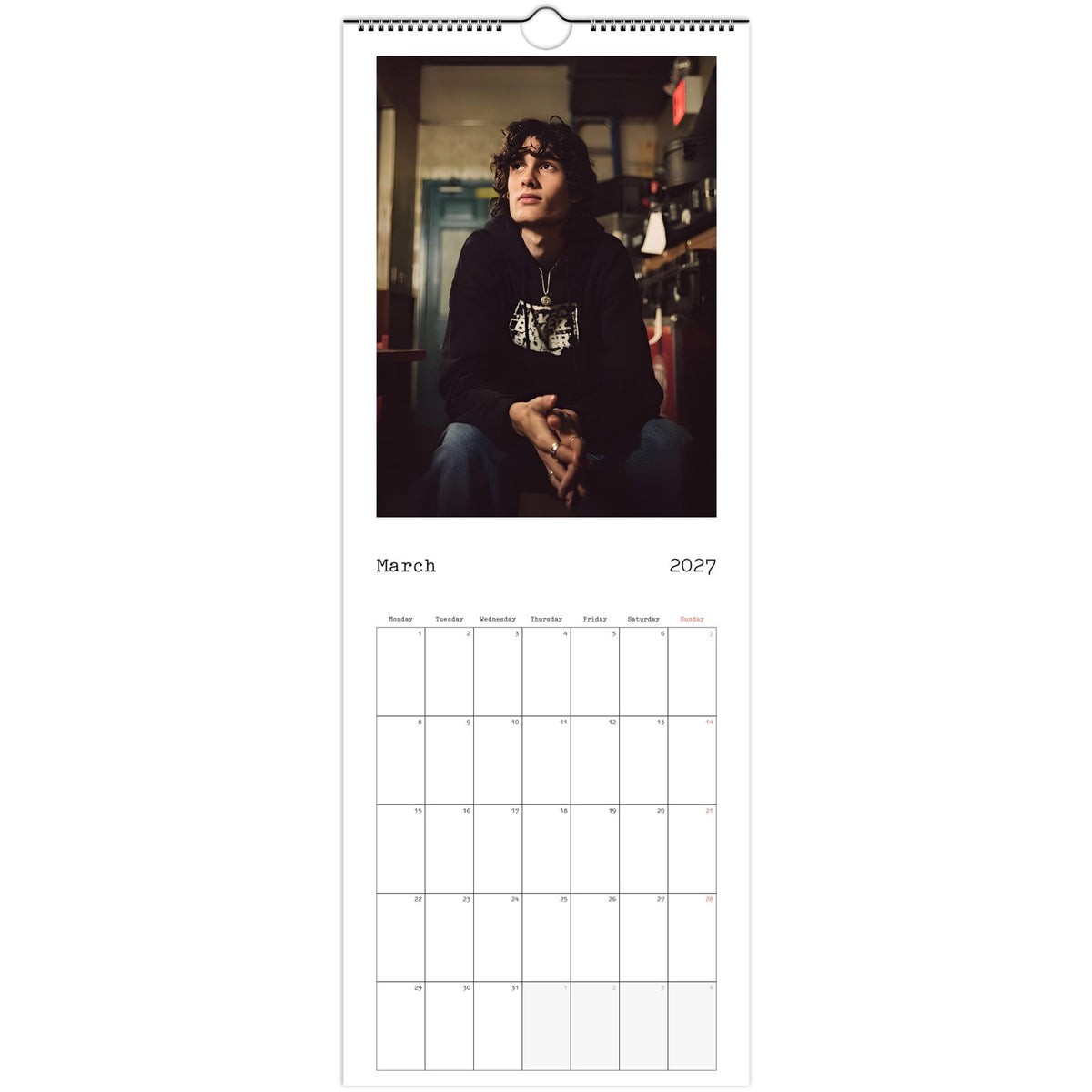 March page of sombr 2027 slim wall calendar