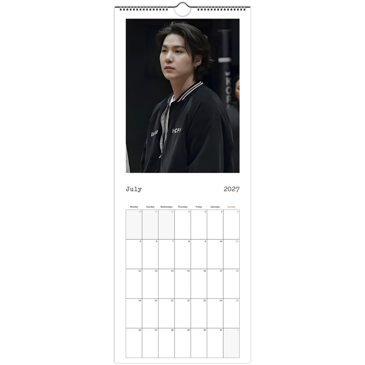 BTS Suga (Yoongi) calendar July portrait