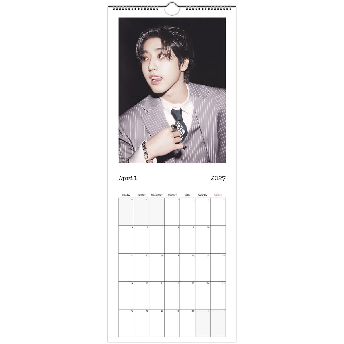 April 2027 page in Stray Kids HAN slim wall calendar