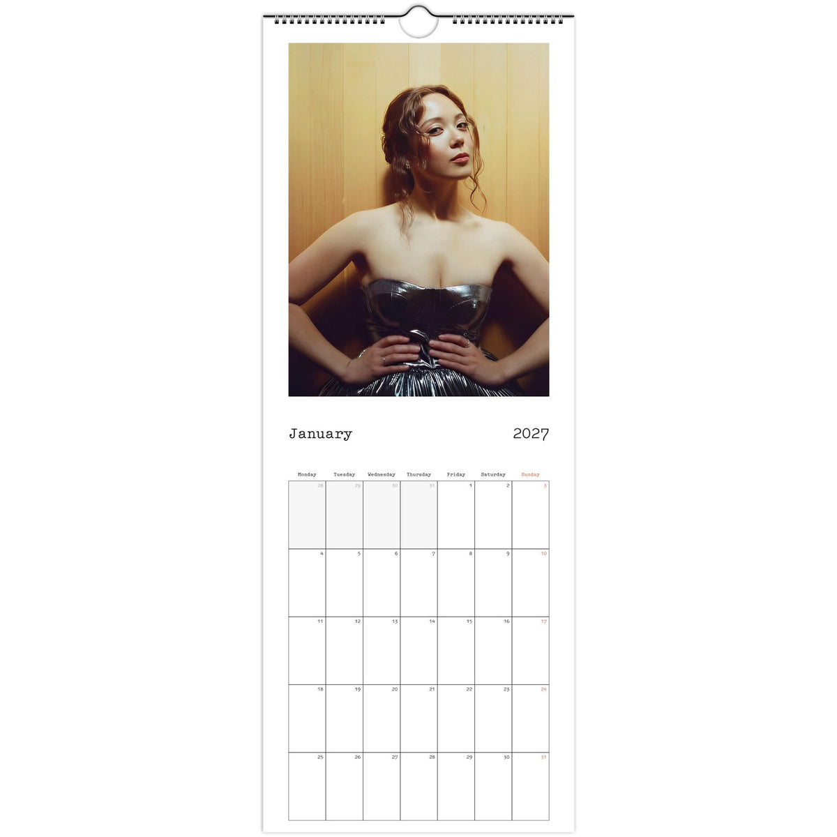 January 2027 page in Laufey slim wall calendar