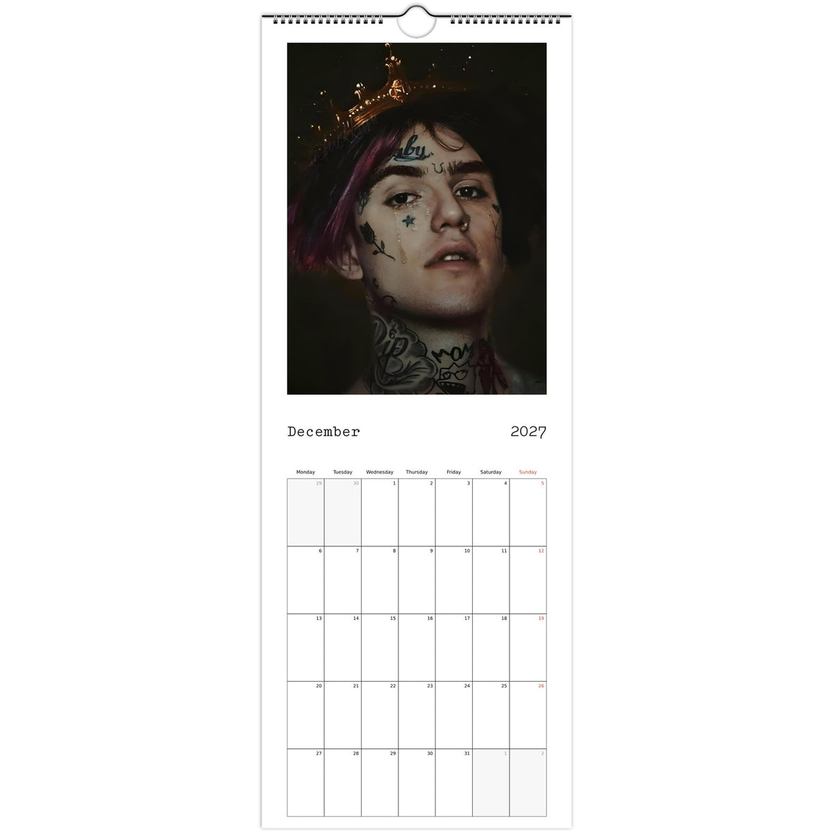 Lil Peep Calendar 2027 December photo