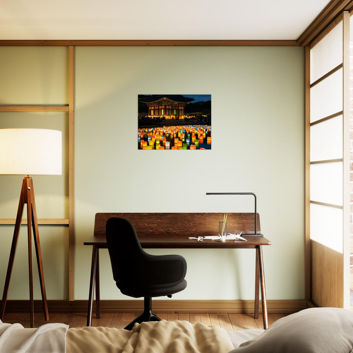 Korean floating lanterns print for aesthetic wall decor