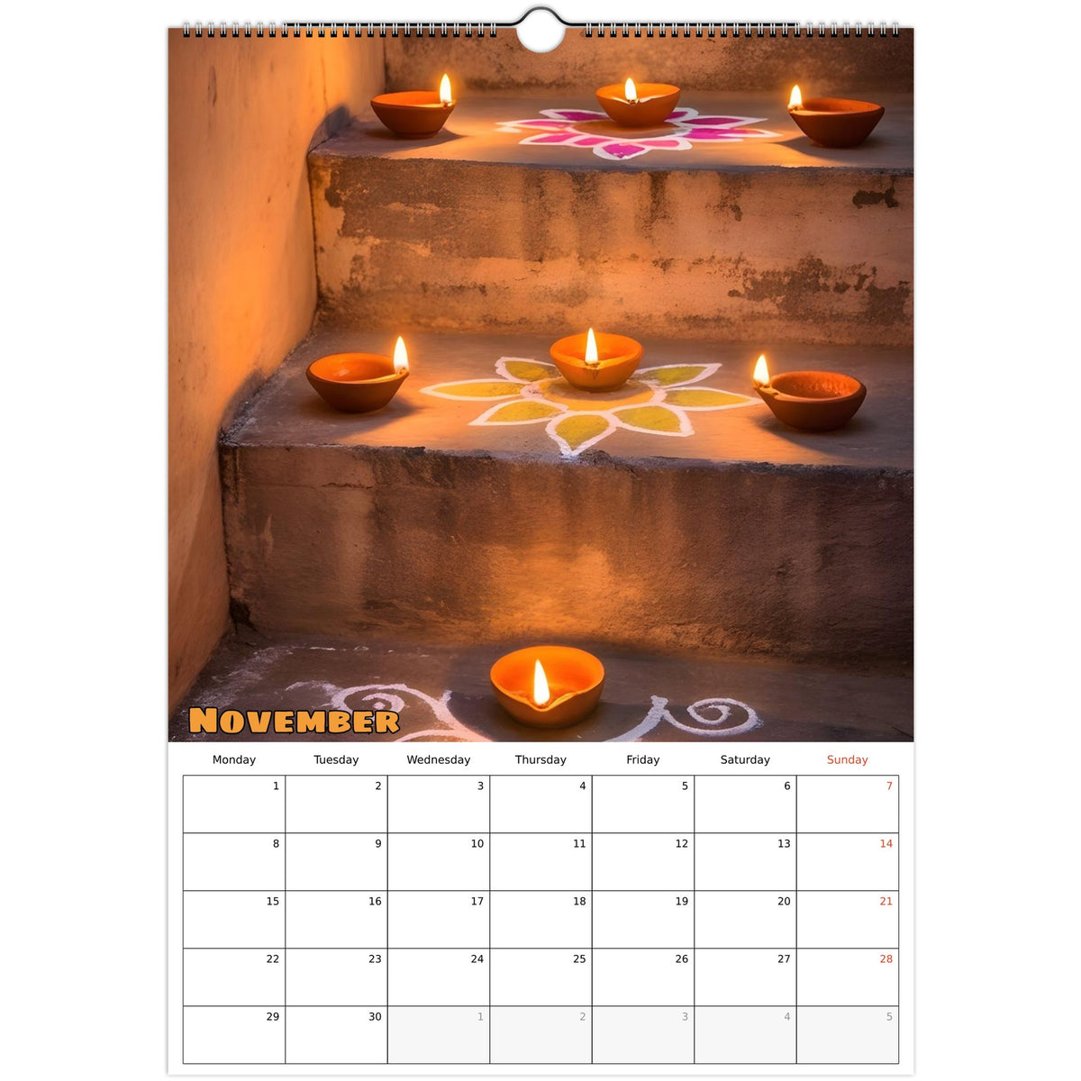 Beautiful India 2027 calendar November page