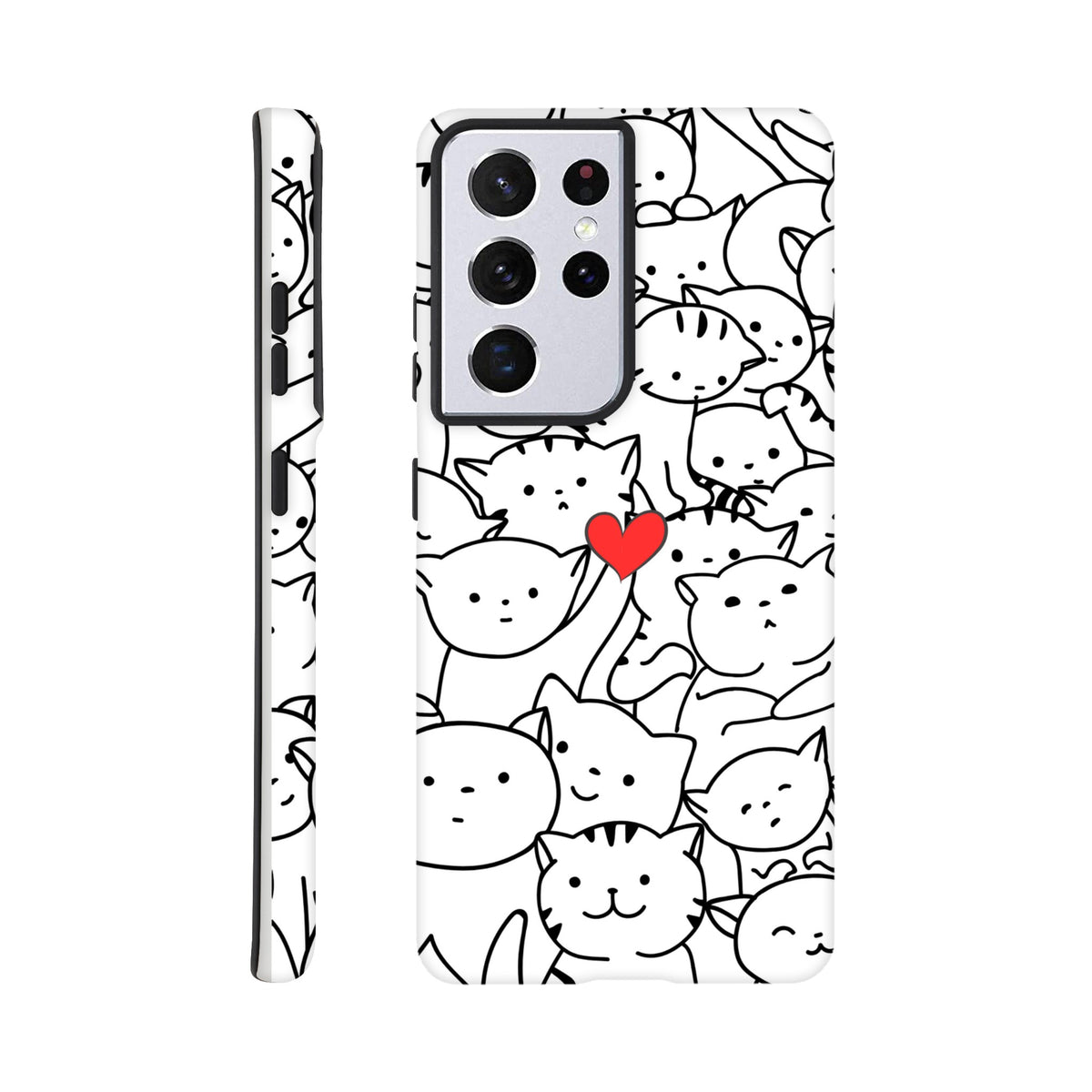 Line‑art cats wraparound Samsung case