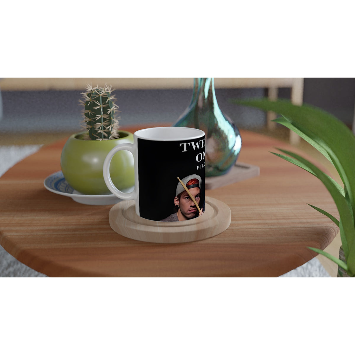 Glossy white band mug 11oz