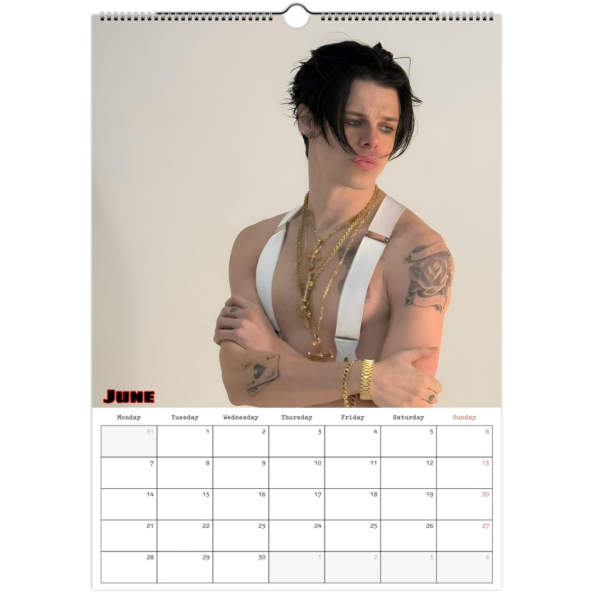 June 2027 page in YUNGBLUD A3 wall calendar
