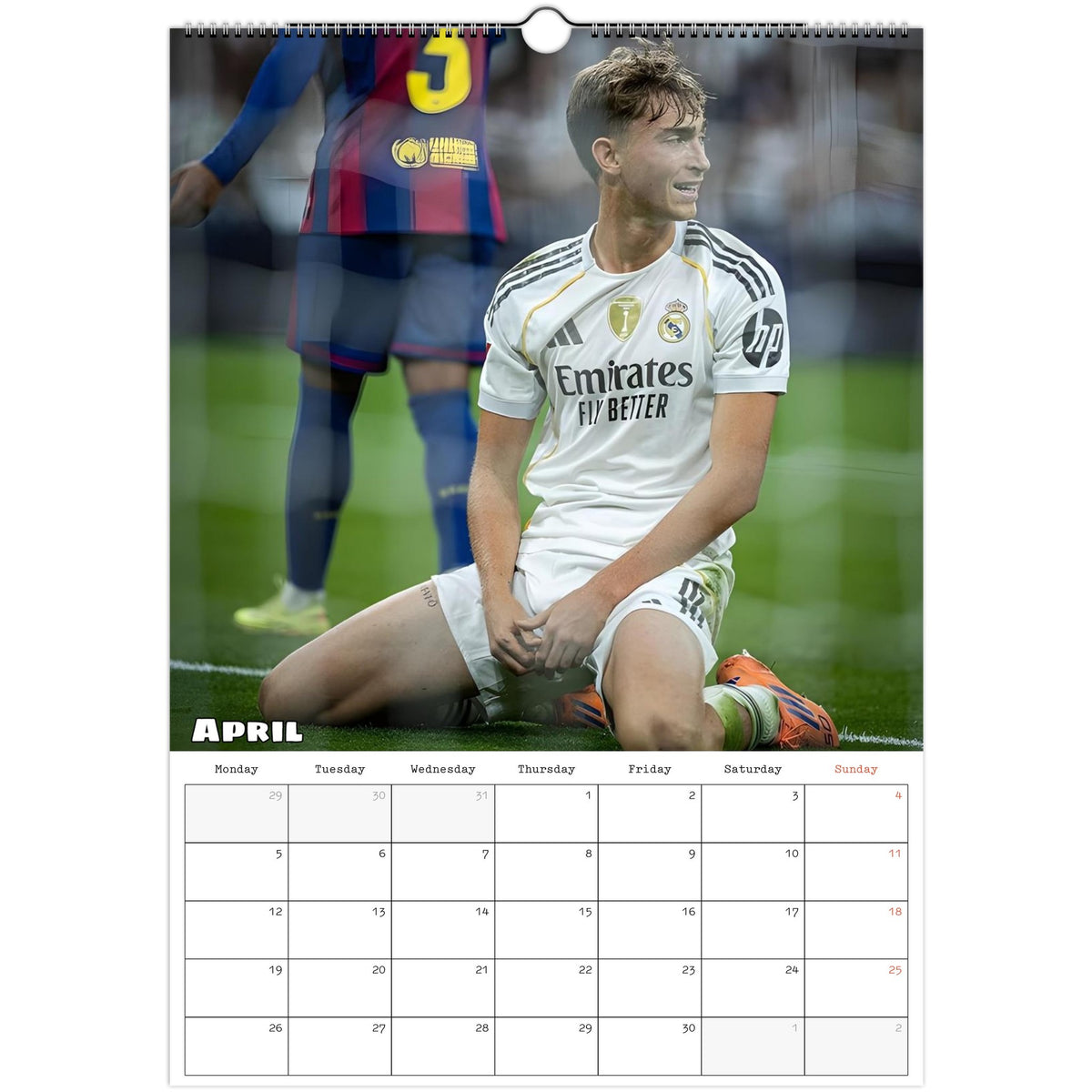 Real Madrid Calendar 2027 April page
