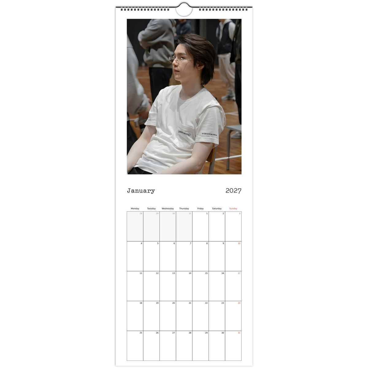 BTS Suga (Yoongi) calendar January portrait