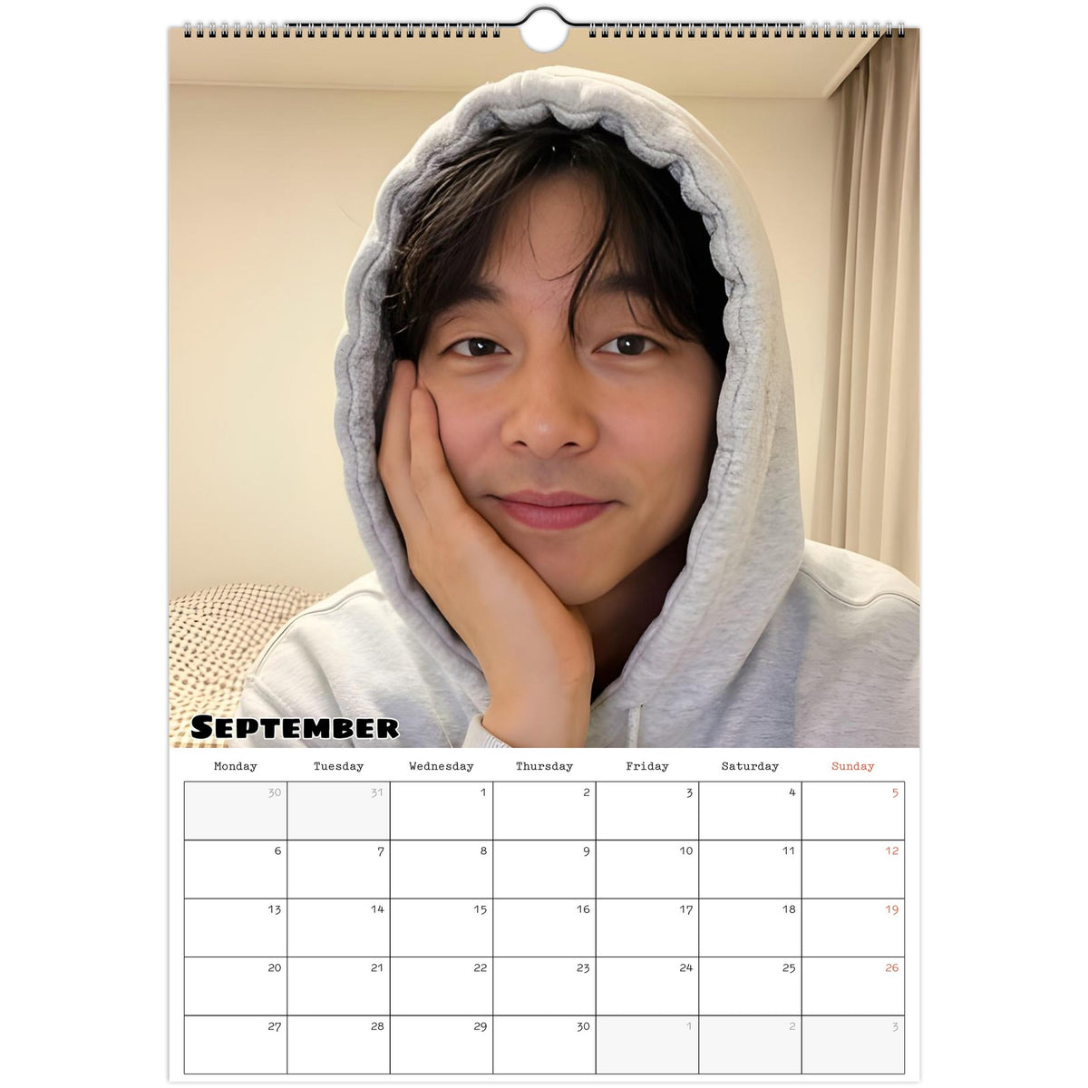 September page of Gong Yoo 2027 A3 wall calendar