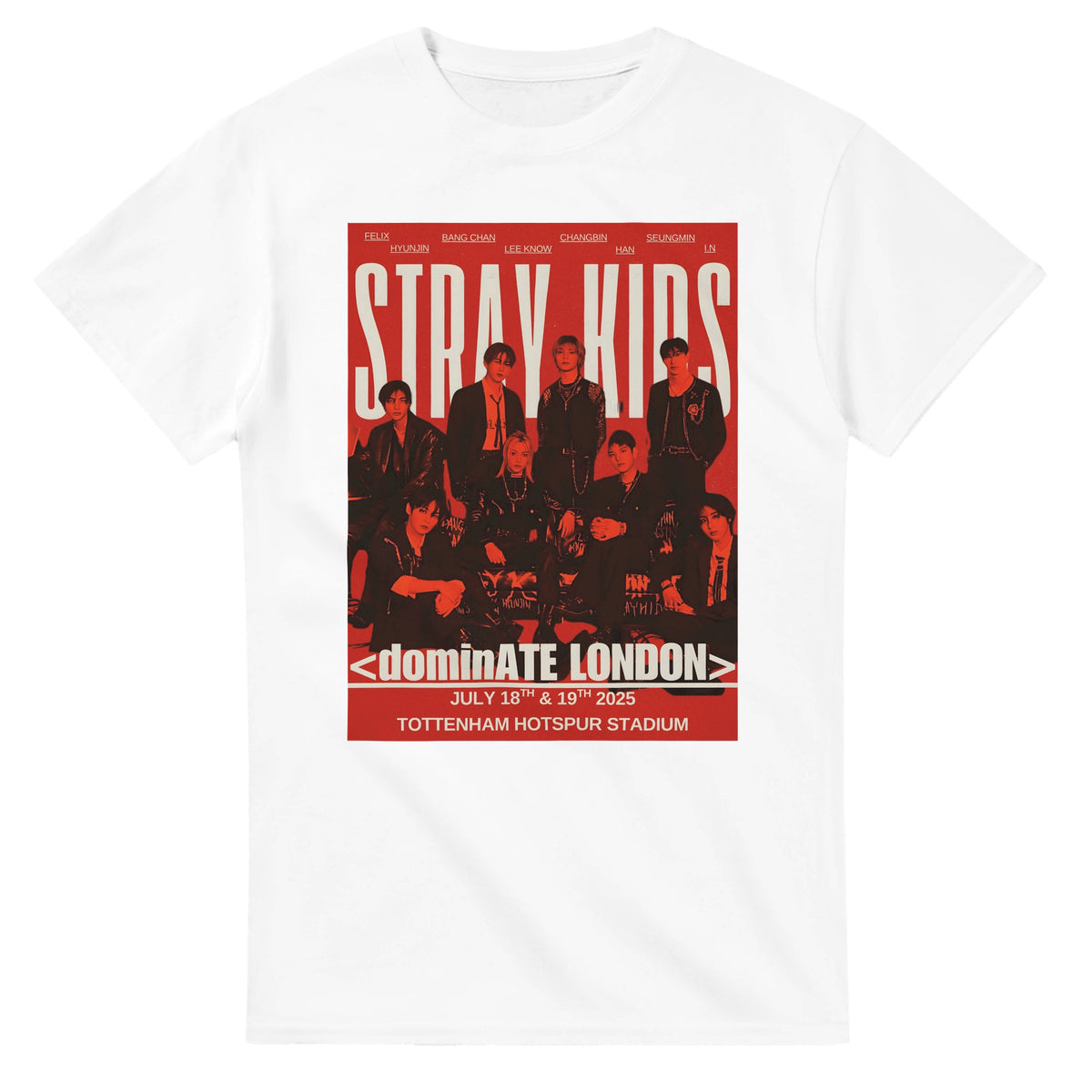 White Stray Kids 2025 London concert T‑shirt