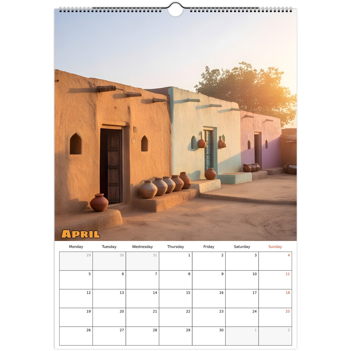 Beautiful India 2027 calendar April page