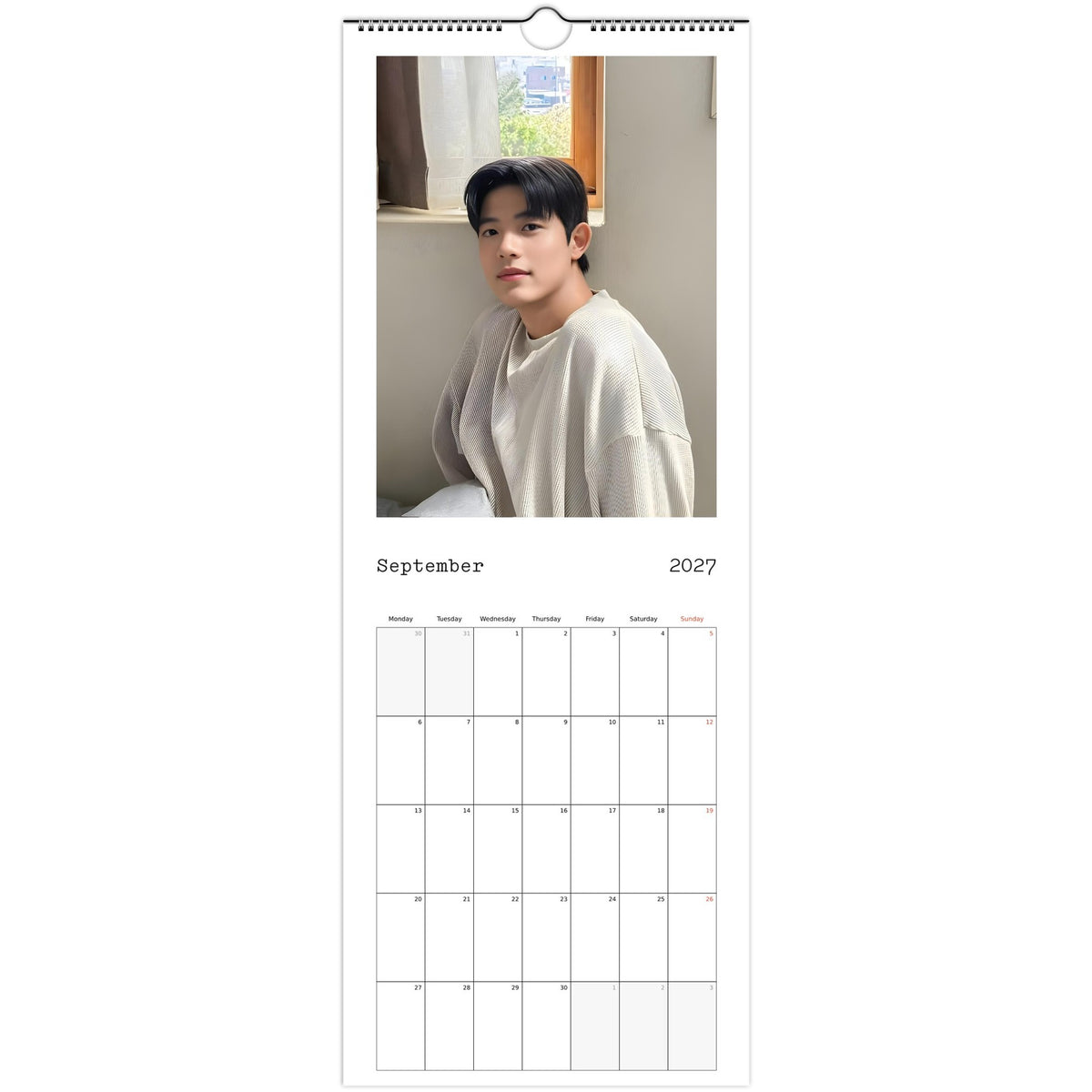 September 2027 page in Park Solomon Lomon slim wall calendar