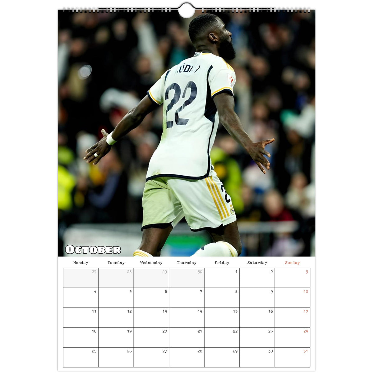 Real Madrid Calendar 2027 October page