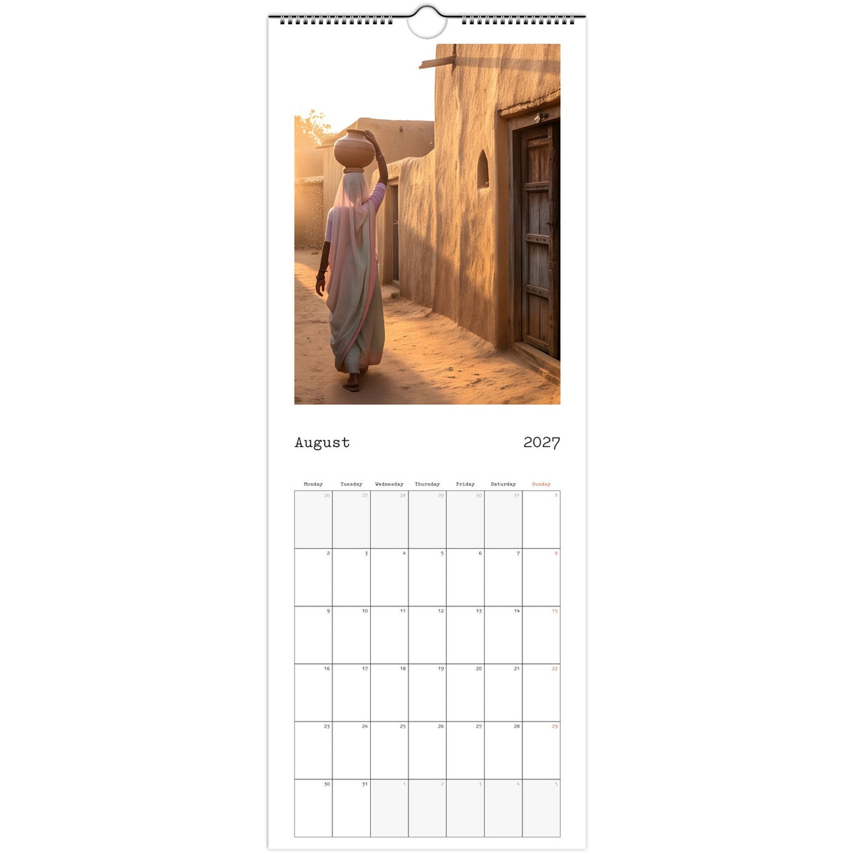 Beautiful India 2027 calendar August page
