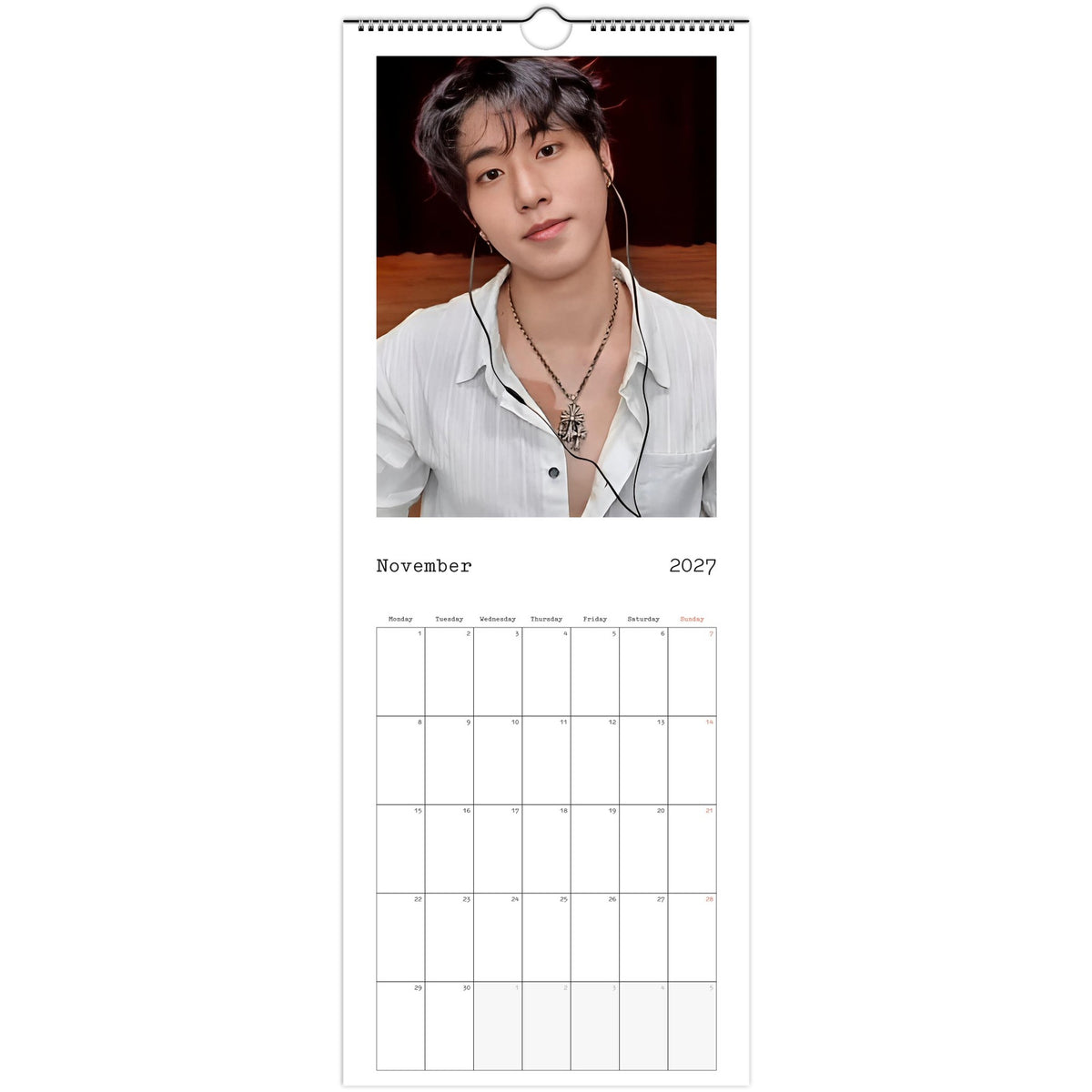 November 2027 page in Stray Kids HAN slim wall calendar