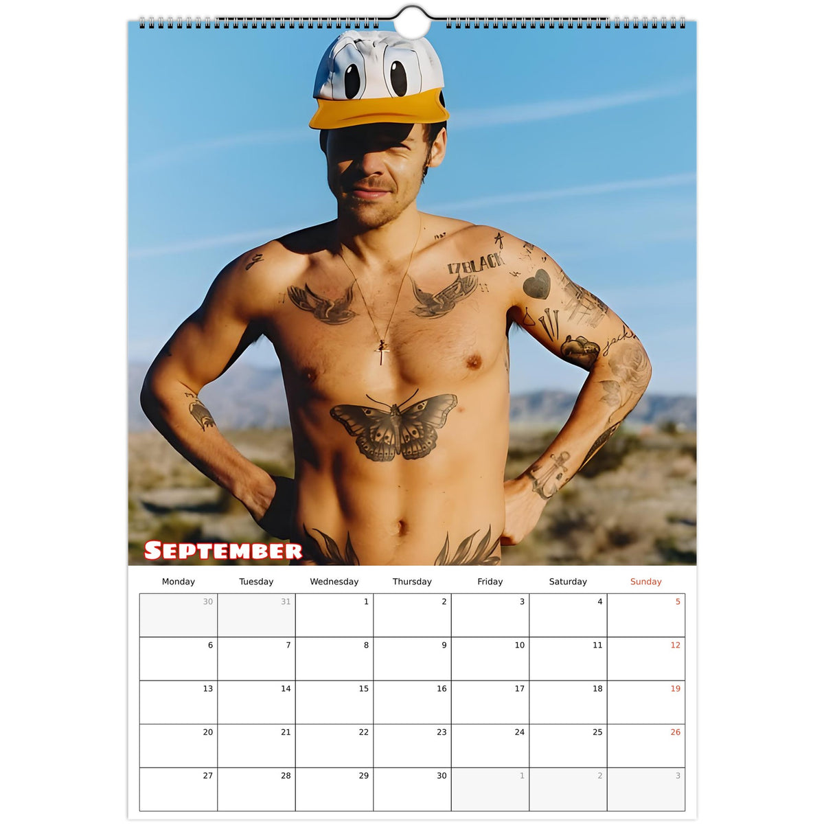 September 2027 page in Harry Styles A3 wall calendar
