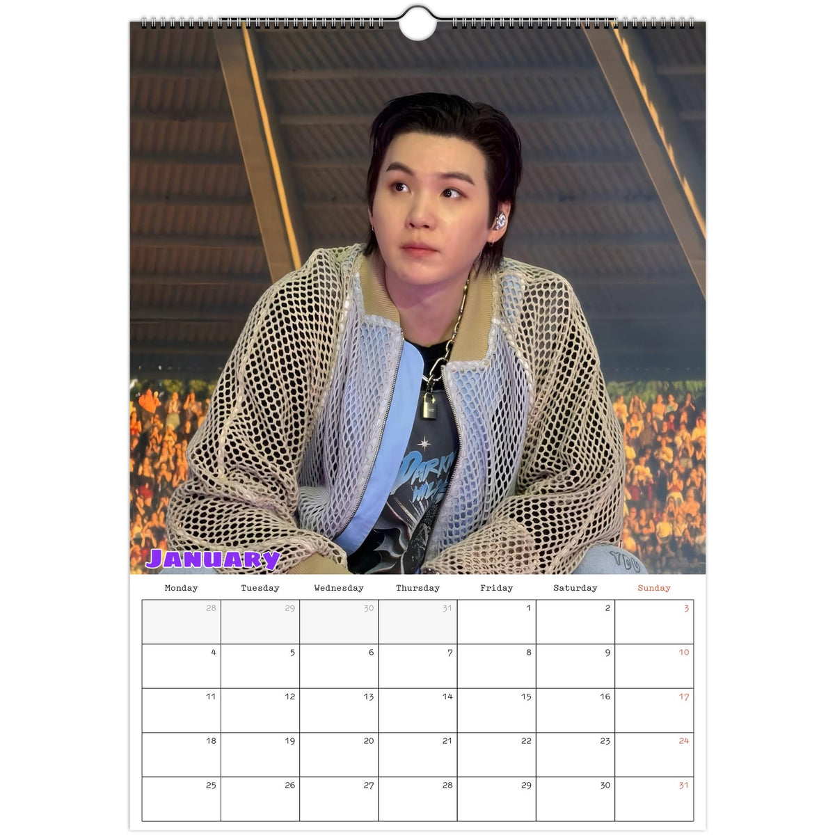 BTS SUGA Calendar January page