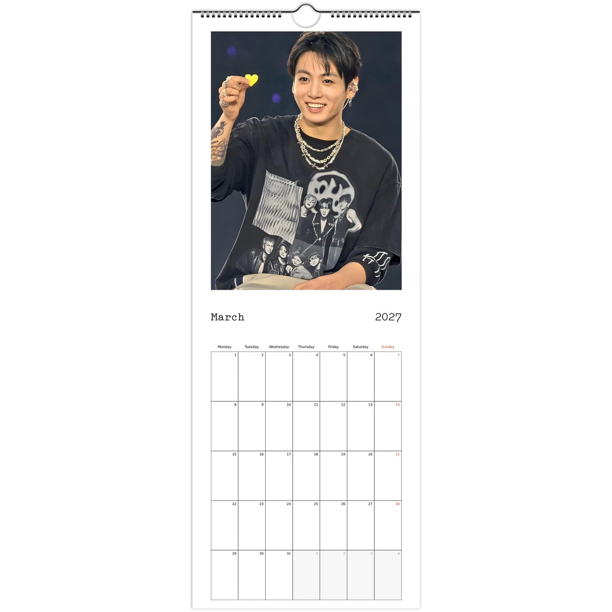 BTS Jungkook Calendar 2027 March page
