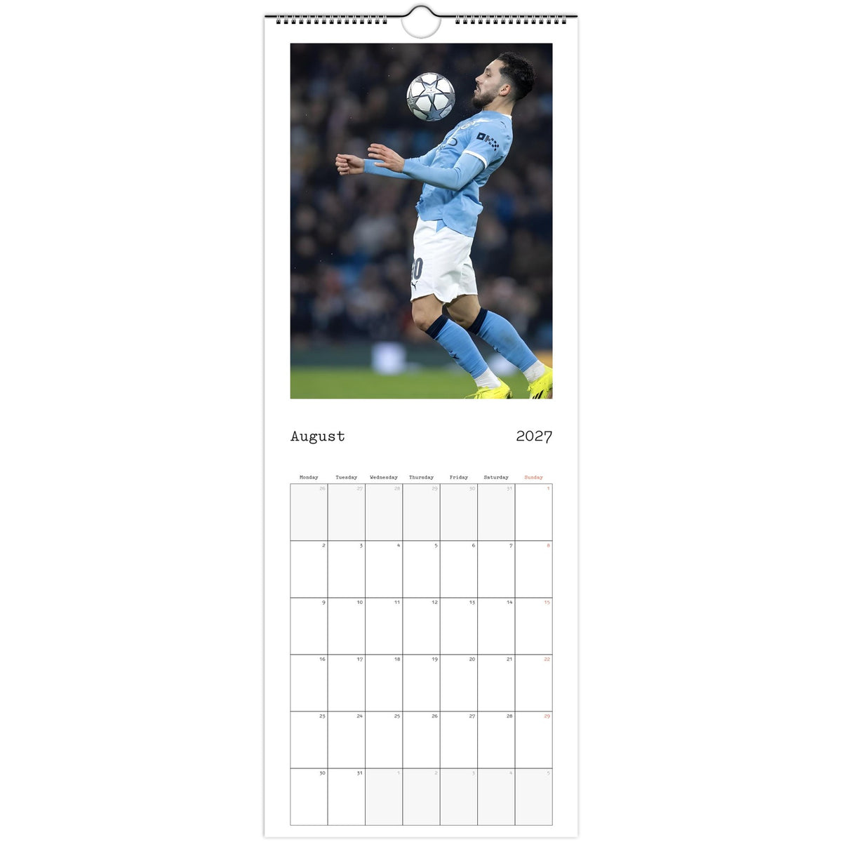 Man City Calendar 2027 August page