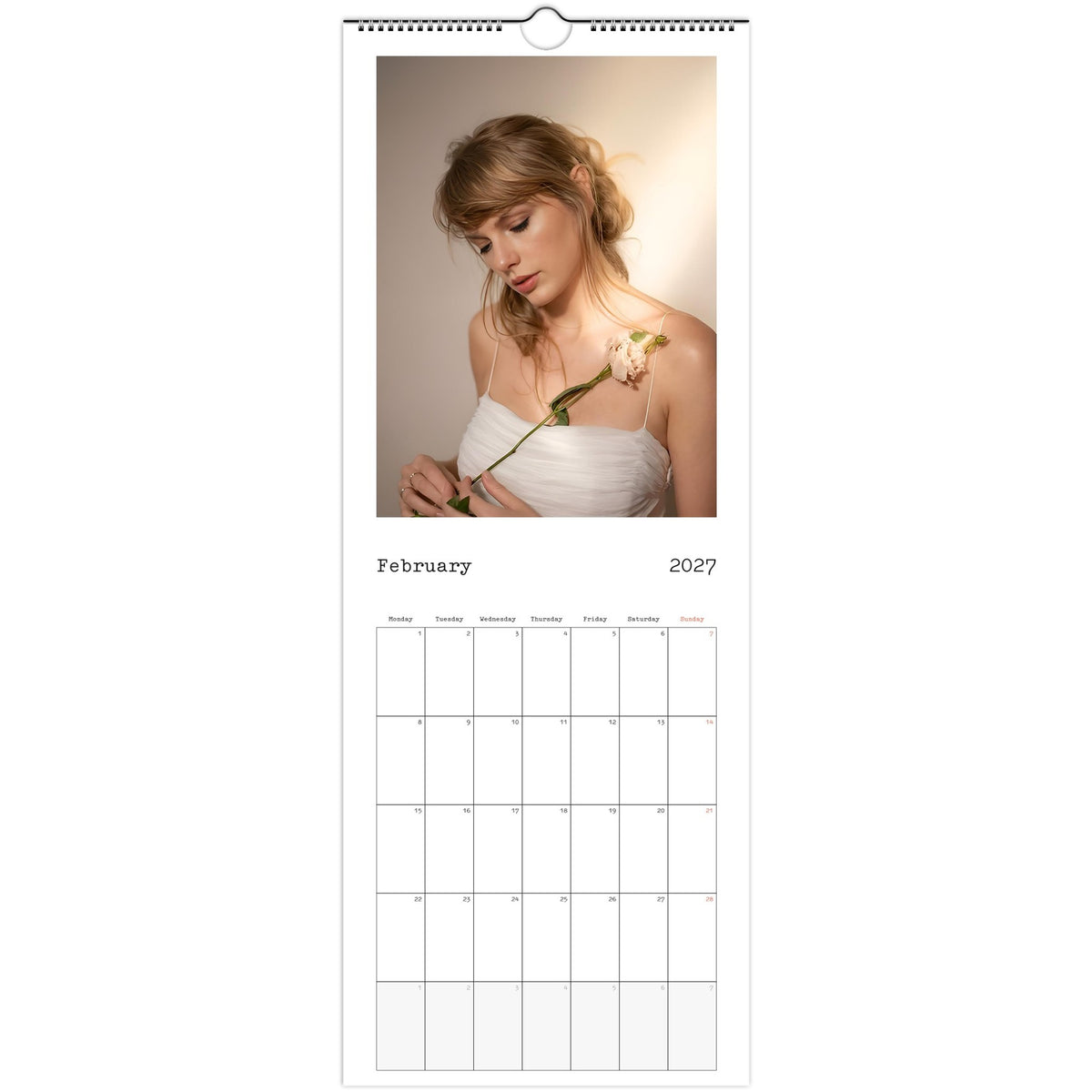 February 2027 page in Taylor Swift slim wall calendar
