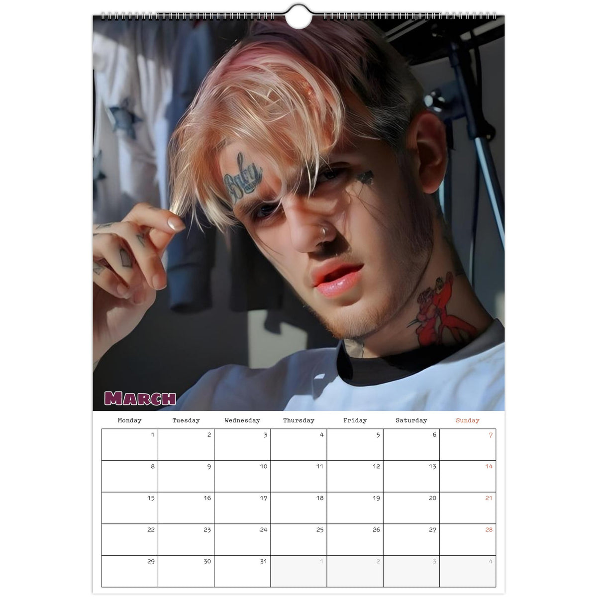 Lil Peep Calendar 2027 March photo