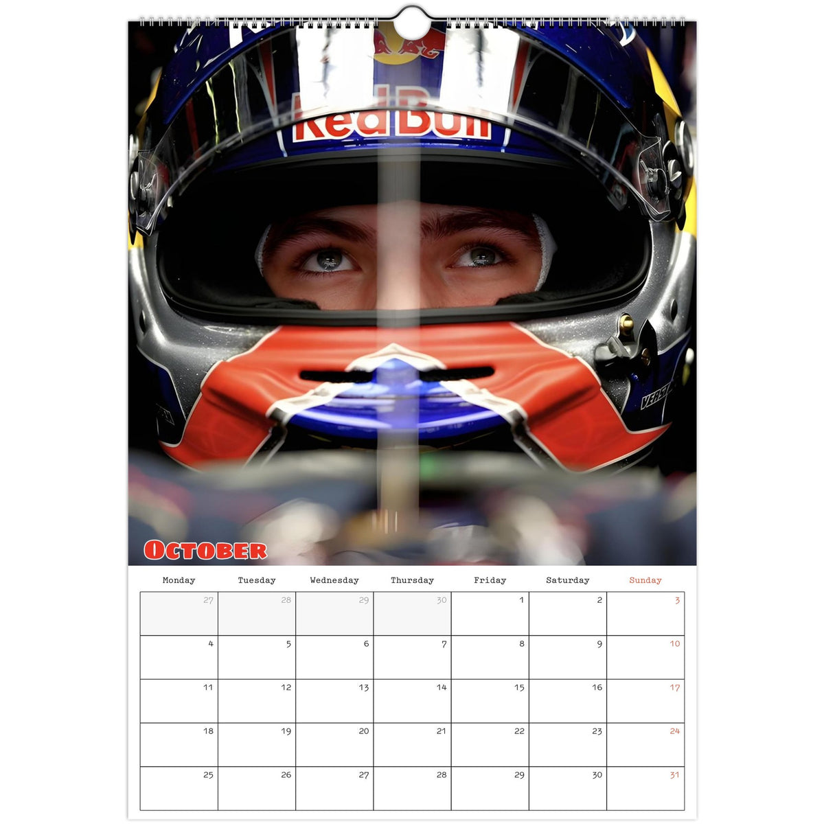 Max Verstappen Calendar 2027 October page