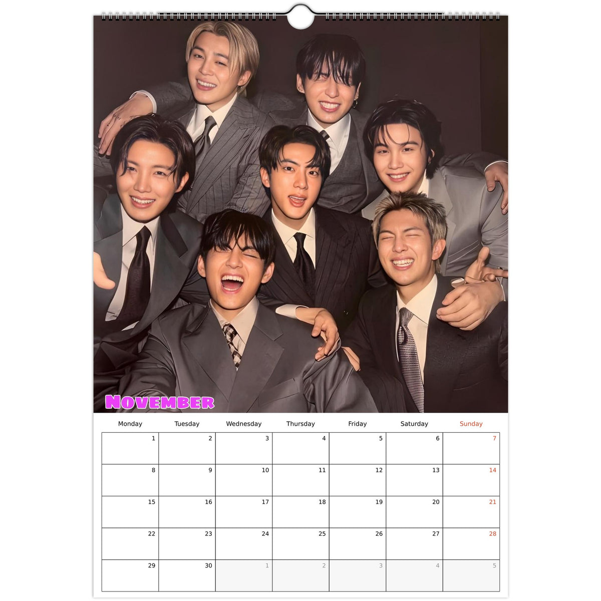 BTS Calendar 2027 November Photo
