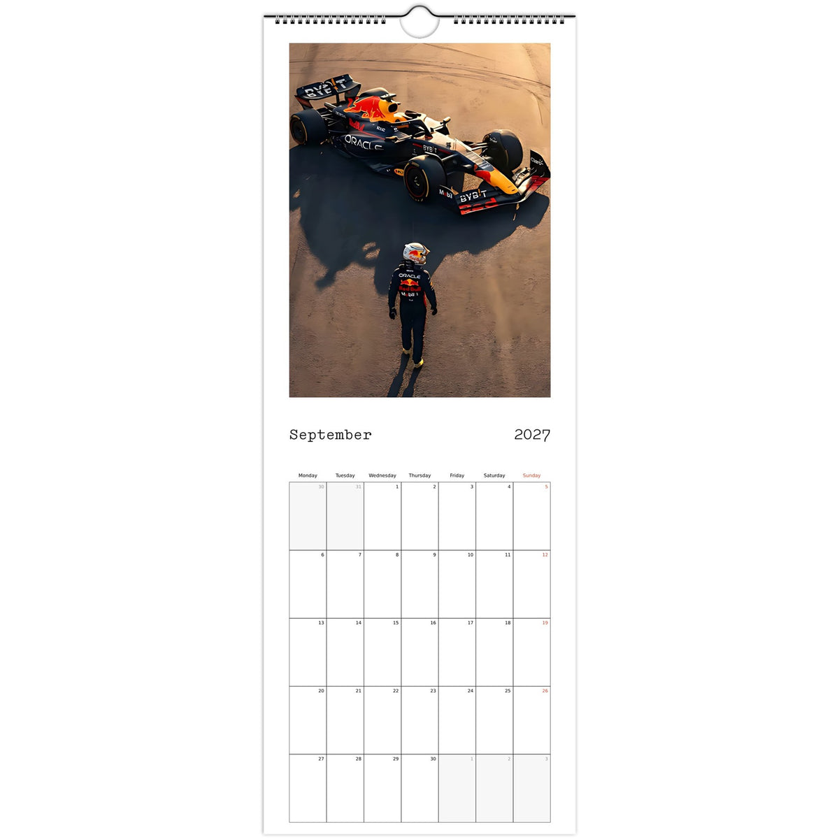 Max Verstappen Calendar 2027 September page