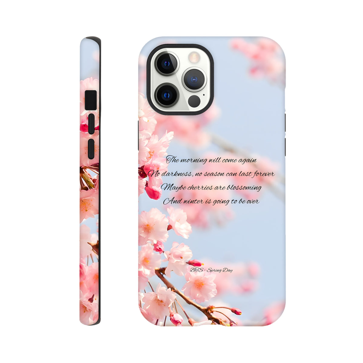 K‑pop fan iPhone case with Spring Day aesthetic graphic