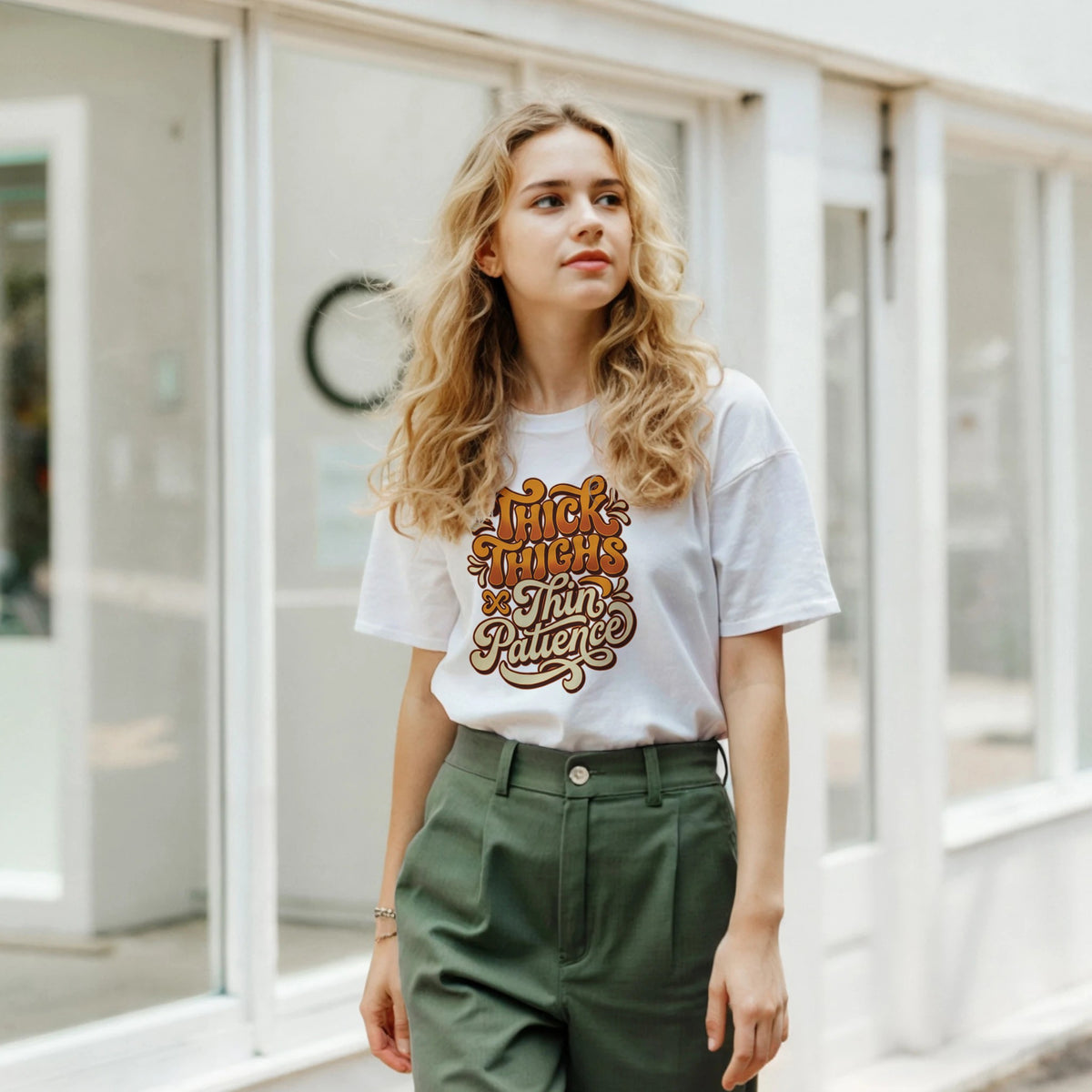 Vintage 70s style body‑positive slogan t‑shirt