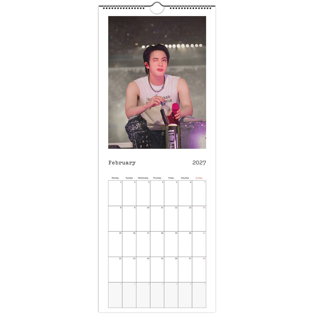 BTS Jin Calendar 2027 February page