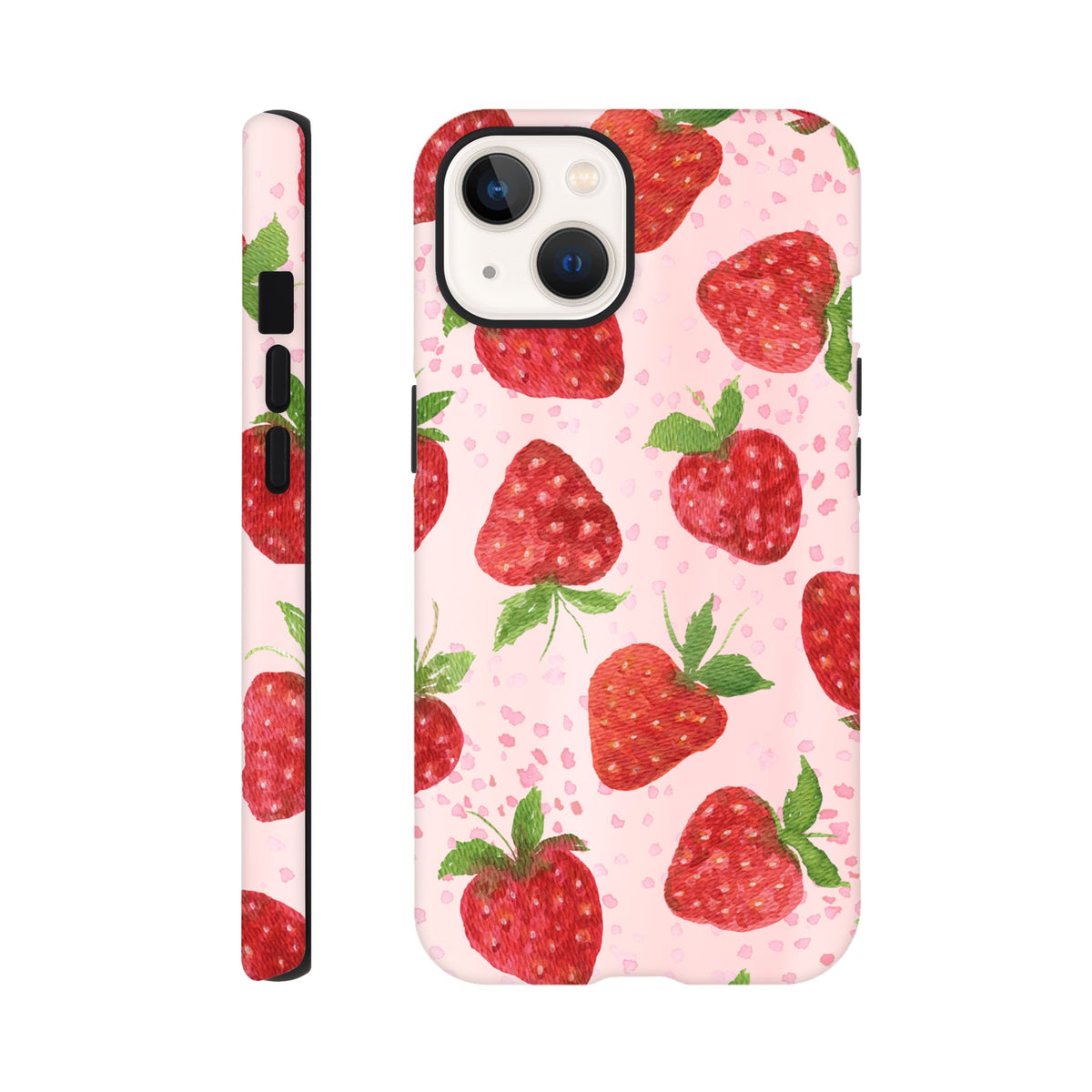Strawberry aesthetic iPhone cover with reinforced dual‑layer defence
