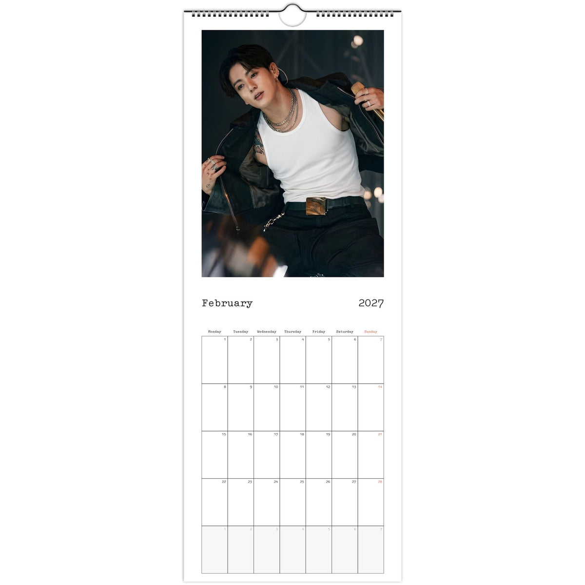 BTS Jungkook Calendar 2027 February page
